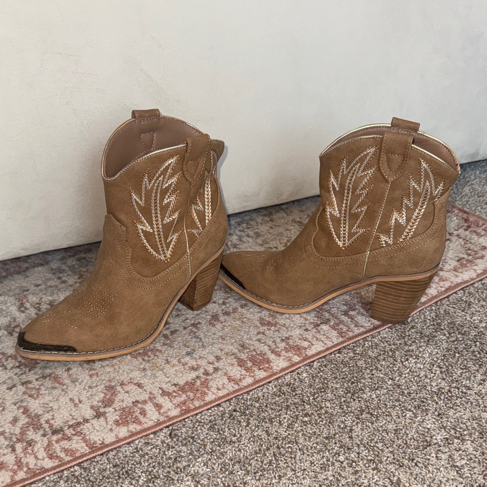 Tan Western Ankle Boots